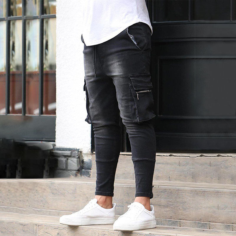 Casual Patch Denim Pants