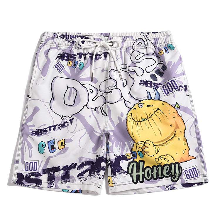 Men's beach pants loose casual cartoon printed shorts