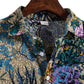 Cotton And Linen Printed Pocket Button-down Shirt