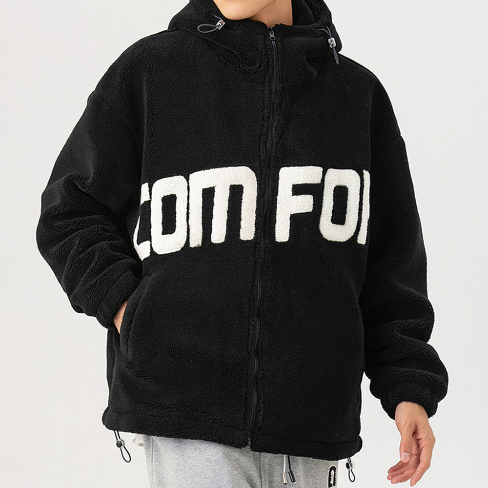 Men's Streetwear Zipper Up Hoode Sherpa Jackets