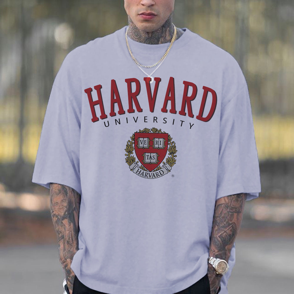 Men White Letter Print Crew Neck Short Sleeves T-Shirt