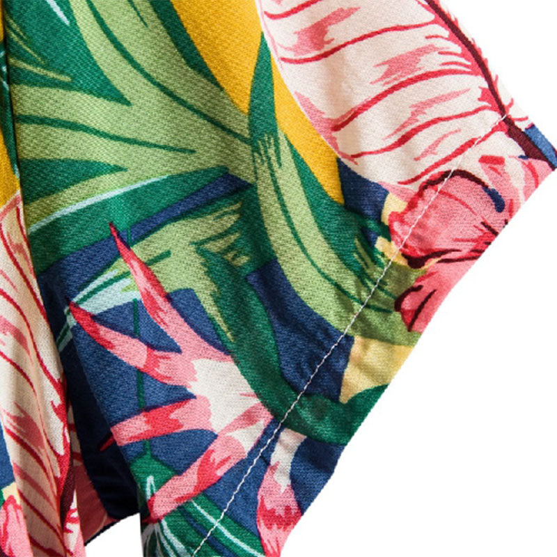 Cotton And Linen Printed Pocket Button-down Shirt