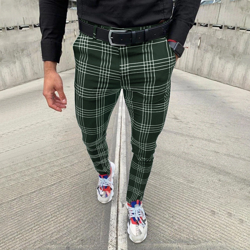 Checked striped casual trousers fashion chinos