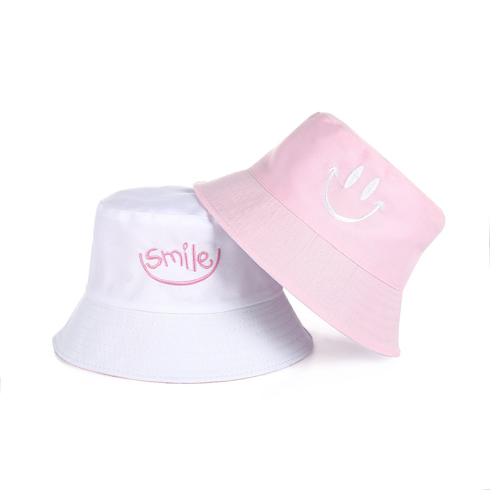 Embroidered Smiley Contrast Reversible Bucket Hat