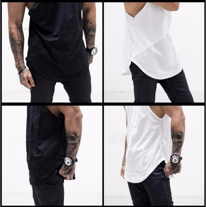 Athletic-inspired Mesh Panel Men's Cotton Hoodie Tank Top