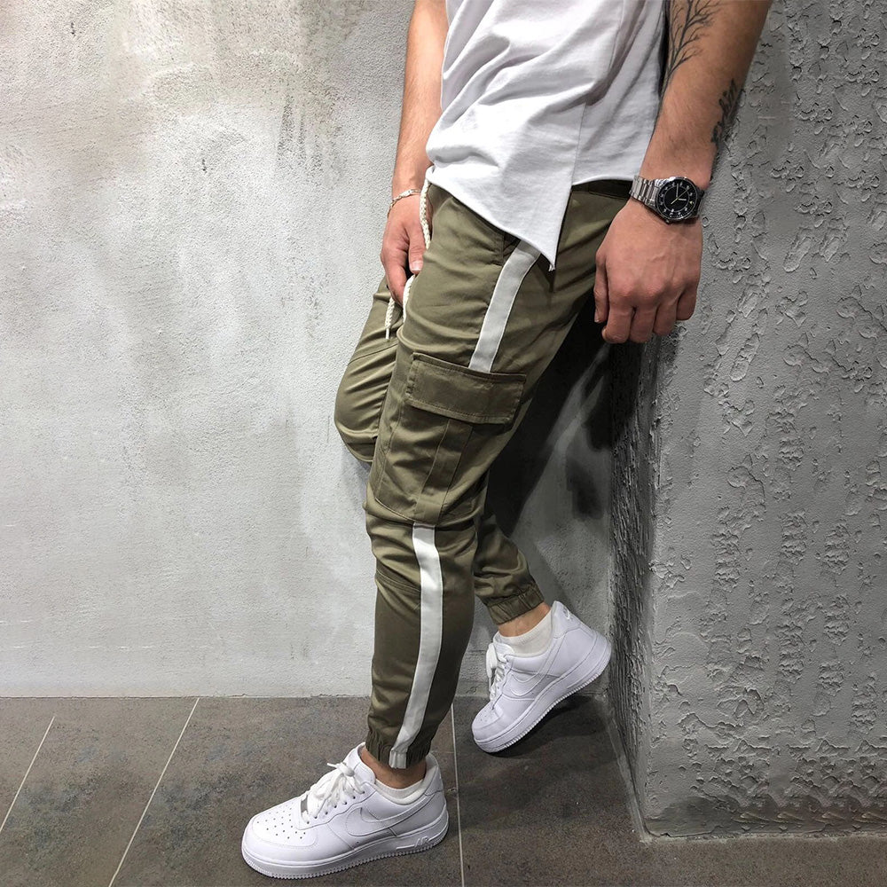 Sports Personality Casual Stitching Multi-pocket Overalls Trousers