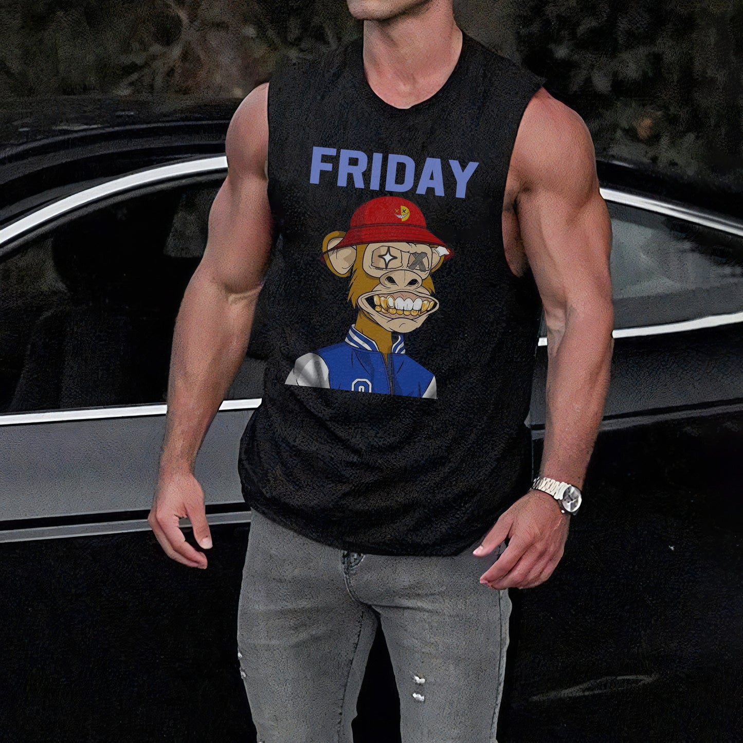 Friday Alphabet Graphic Print Men's Tank Top