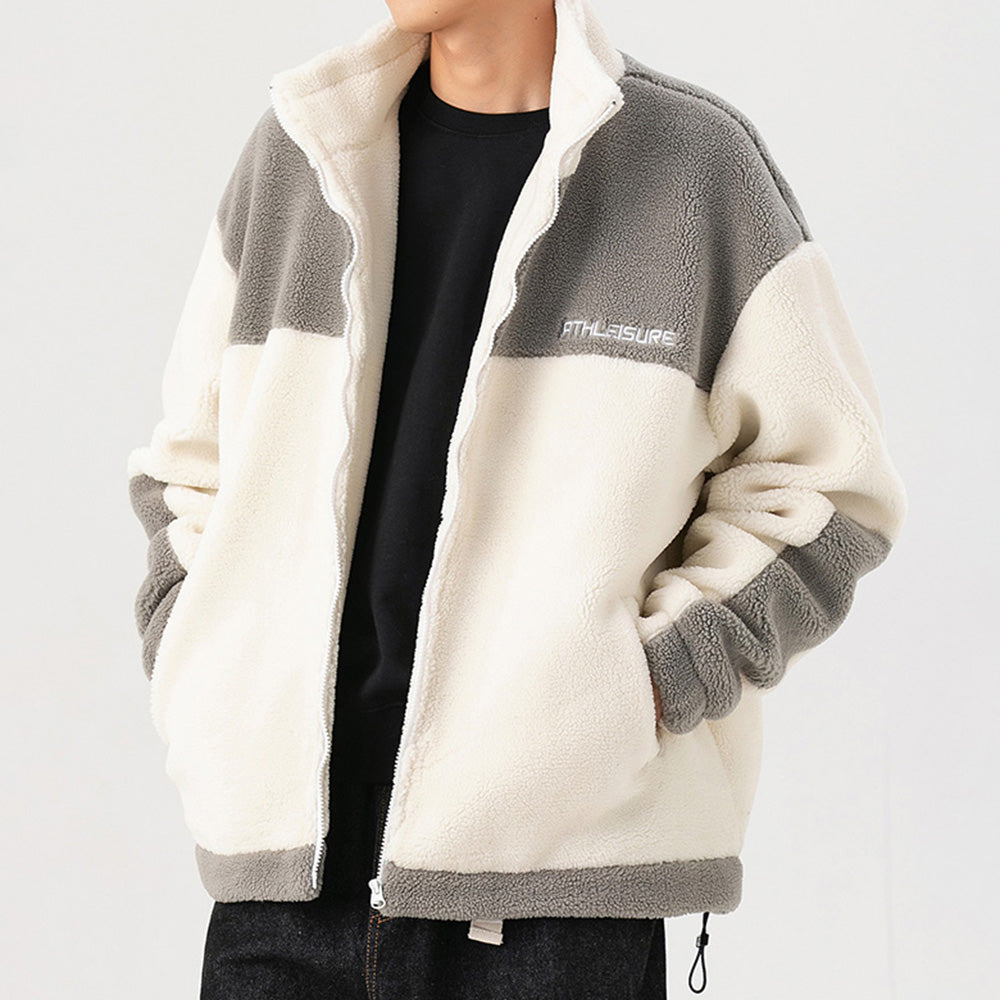Men's Fashion Stitching Embroidery Sherpa Jackets