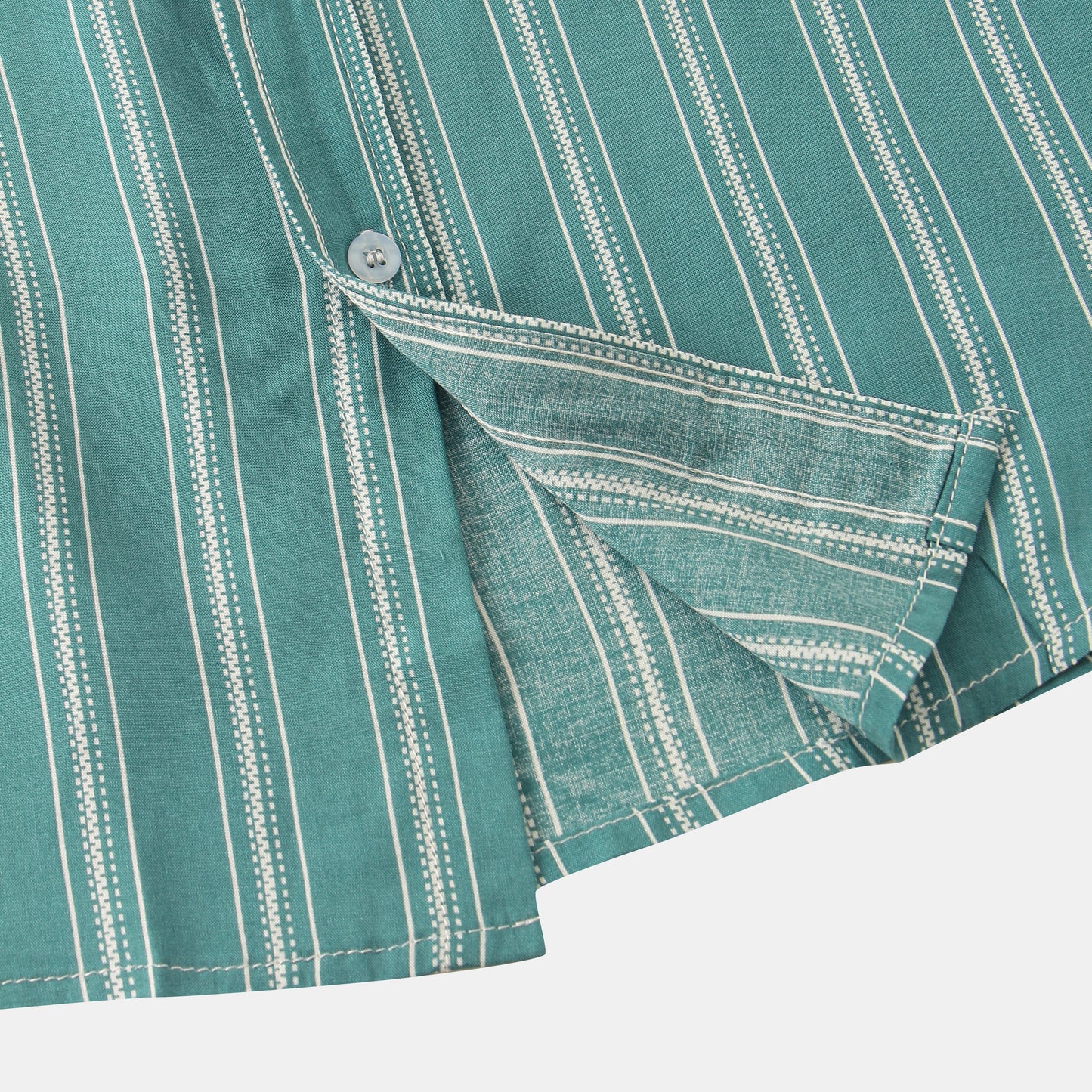 Fashion Stripe Print Lapel Button Short Sleeve Shirt