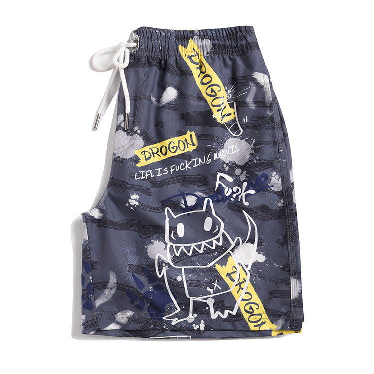 Men's beach pants loose casual cartoon printed shorts