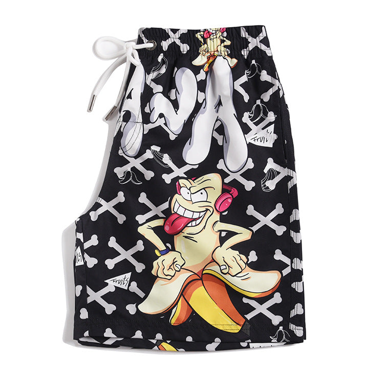 Men's beach pants loose casual cartoon printed shorts