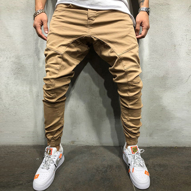 Casual Zip Pocket Lace-up Panelled Sport Cargo Pants