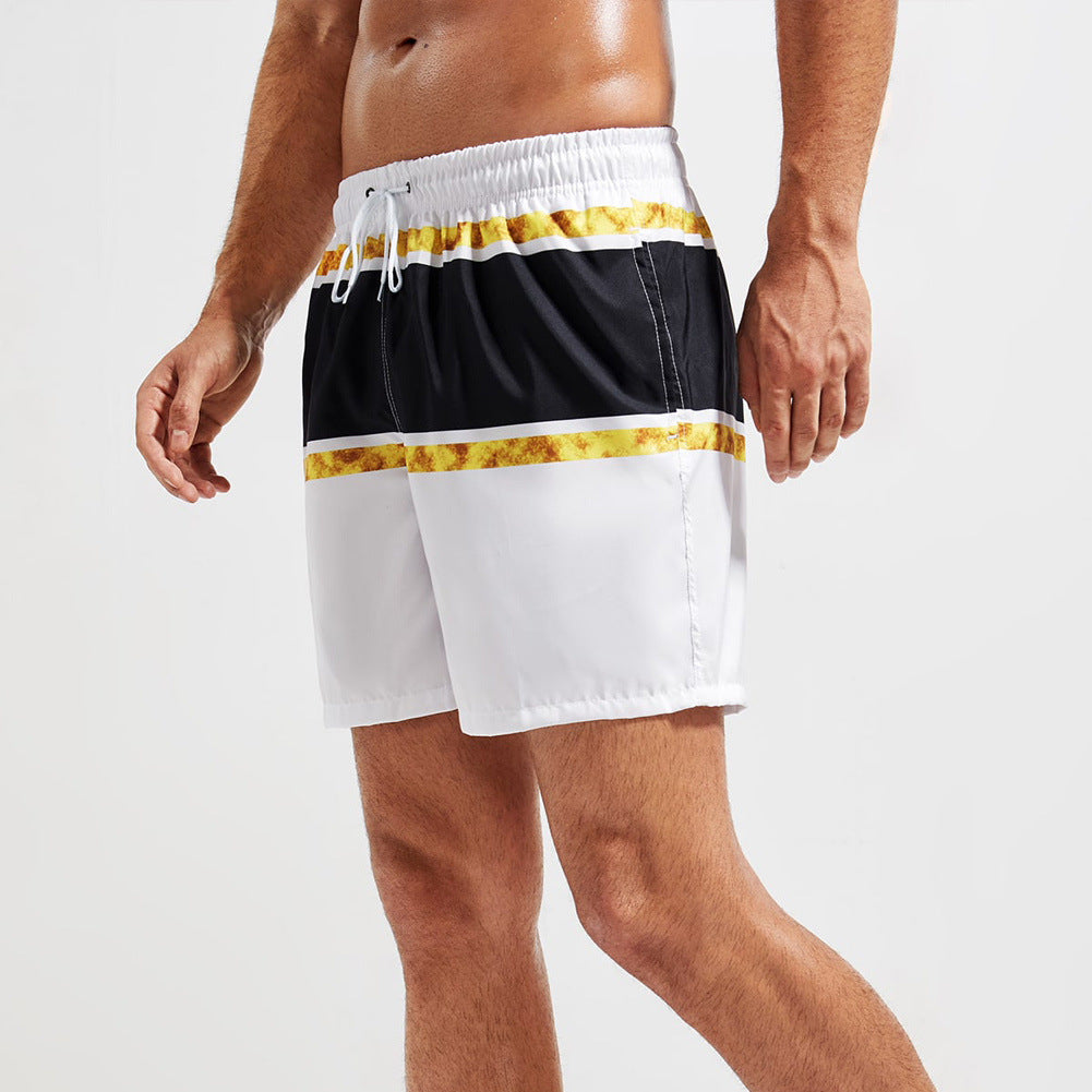 Striped Contrast Print Casual Beach Vacation Men's Shorts