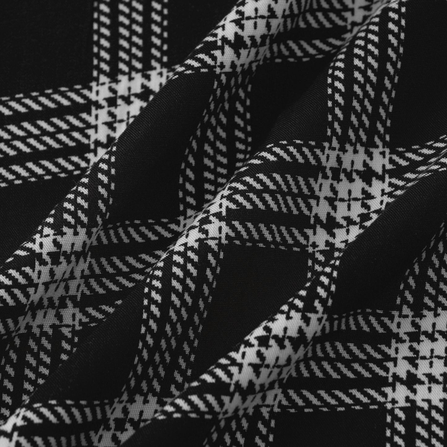 Black Fashion Plaid Print Lapel Button Short Sleeve Shirt