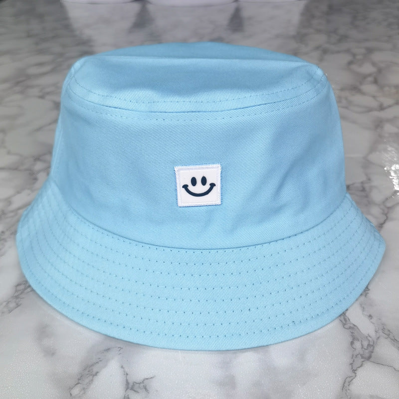 Embroidered Smiley Contrast Casual Bucket Hat