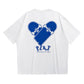 Skateboard and Heart Shaped Leather Texture Print T-Shirt Unisex