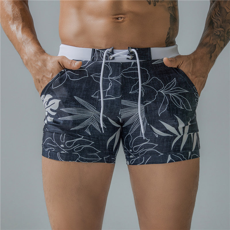 Men's Leaves printed Summer Swimming Shorts