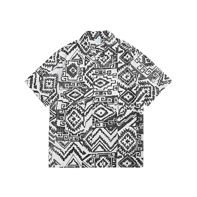 Loose Totem Print Casual Men's Short Sleeve Shirt