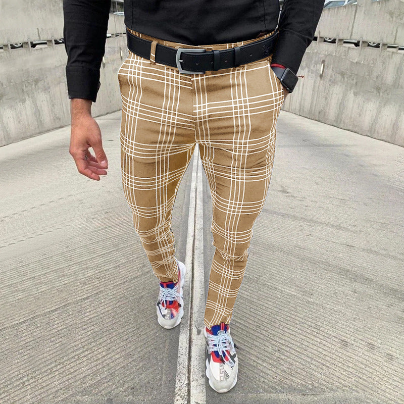 Checked striped casual trousers fashion chinos