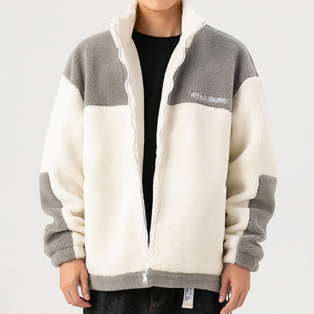 Men's Fashion Stitching Embroidery Sherpa Jackets