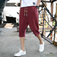 Casual Plain Men's Cotton Linen 7 Points Shorts