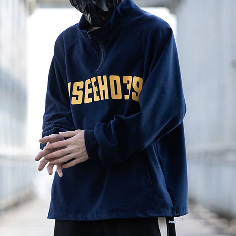 Alphabet Graphics Casual Loose Crew Neck Men's Sweatshirt