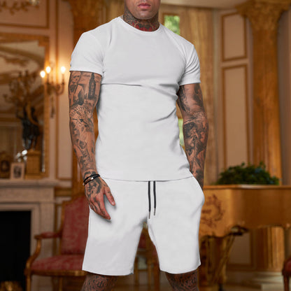 Summer Solid Color Sports Casual Short-sleeved Shorts Suit