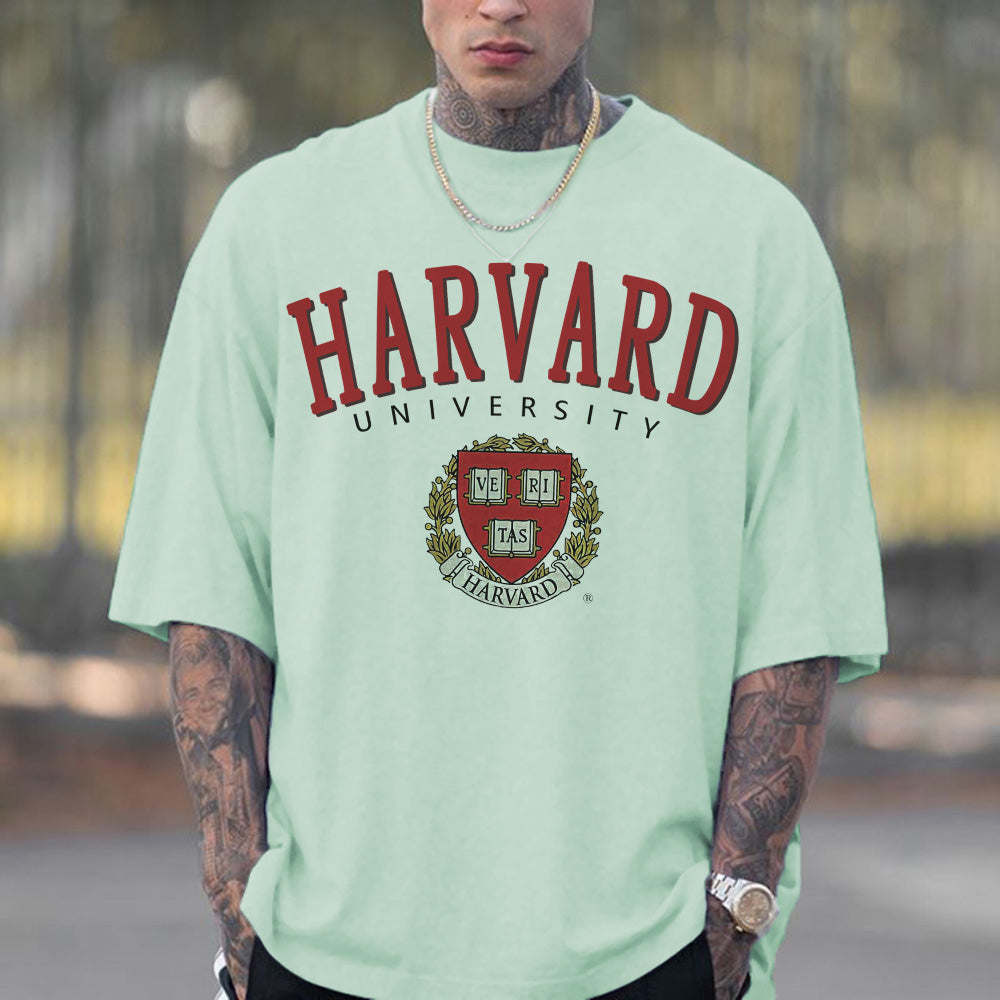 Men White Letter Print Crew Neck Short Sleeves T-Shirt