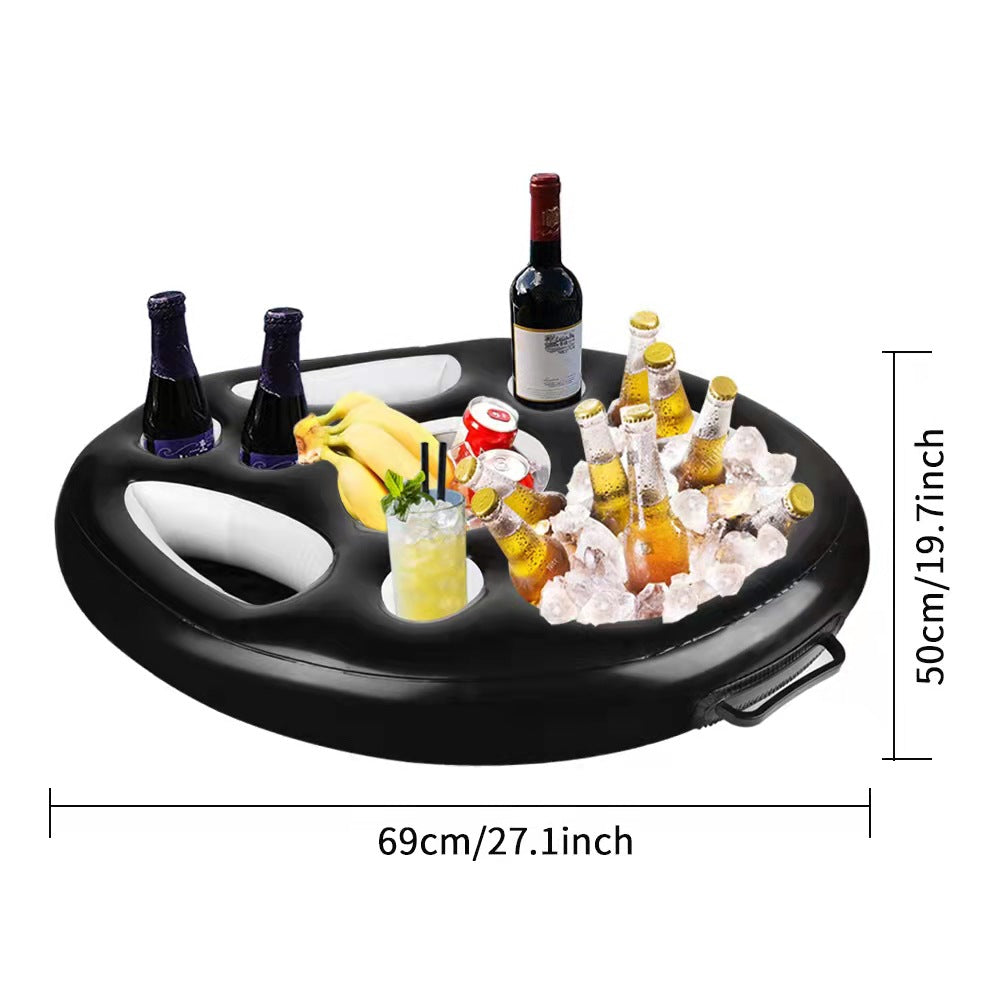 Inflatable PVC Tray Porous Coaster Water Mat Portable Drink Holder Cup Holder