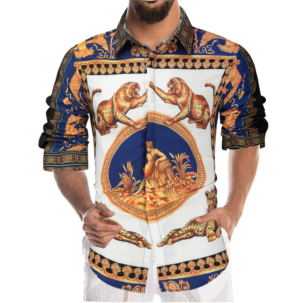 Men's Luxury Retro Button Down Long Sleeve Shirts