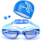 Swimming goggles, Swimming Cap, Nose Clip, Earplugs, Four-piece Set