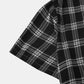 Black Fashion Plaid Print Lapel Button Short Sleeve Shirt