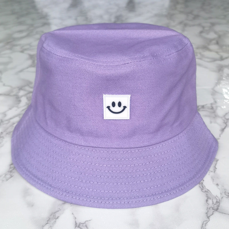 Embroidered Smiley Contrast Casual Bucket Hat