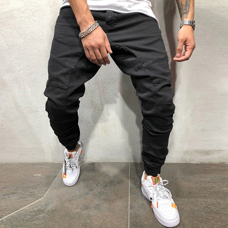 Casual Zip Pocket Lace-up Panelled Sport Cargo Pants