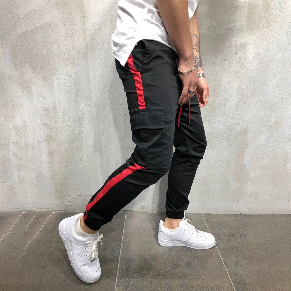 Sports Personality Casual Stitching Multi-pocket Overalls Trousers