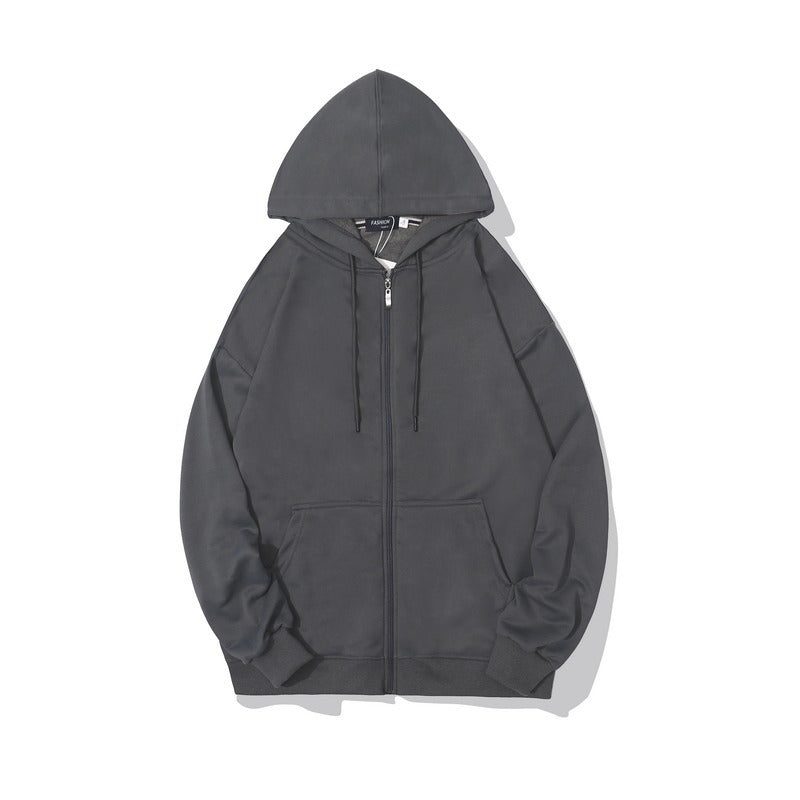 Men's Classic Streetwear Solid Color Zip Up Hoodies 300g