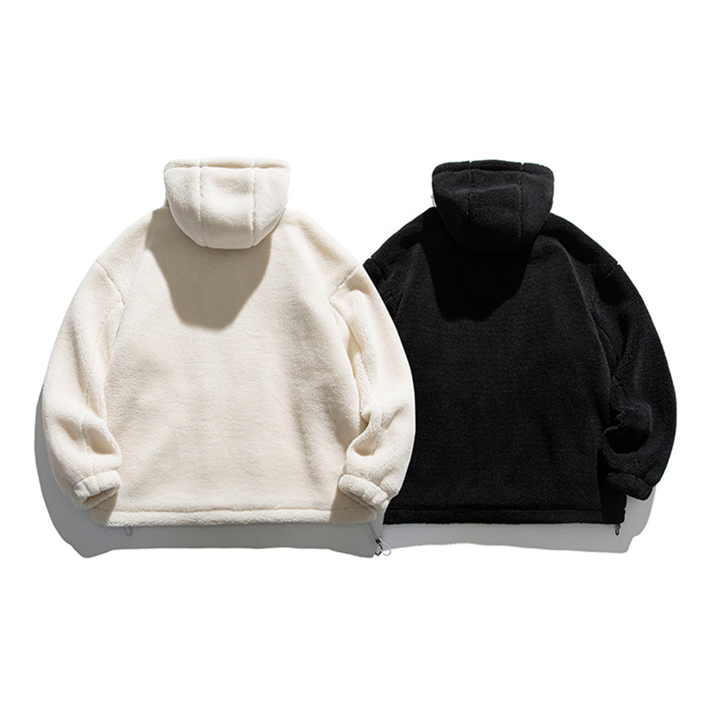 Men's Streetwear Zipper Up Hoode Sherpa Jackets
