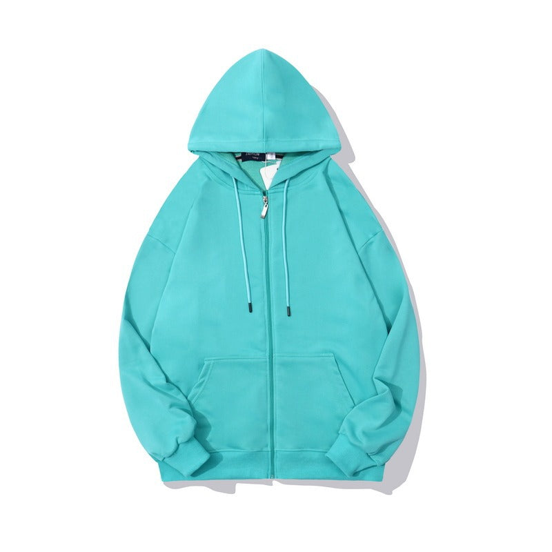 Men's Classic Streetwear Solid Color Zip Up Hoodies 300g