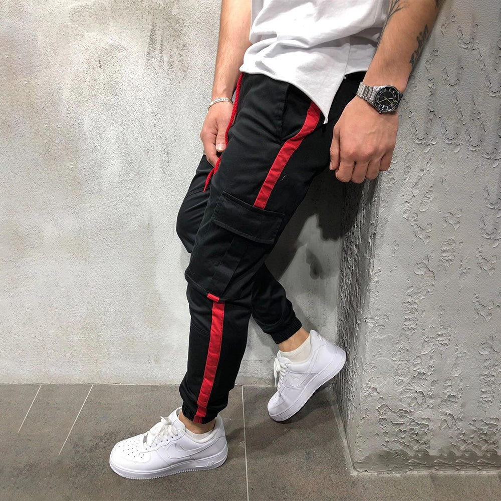 Sports Personality Casual Stitching Multi-pocket Overalls Trousers