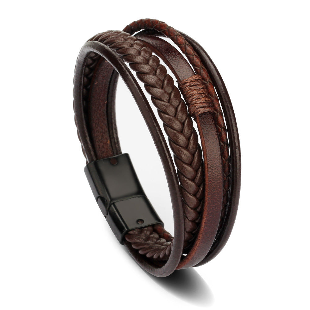 Men's leather rope hand-woven personalized trend jewelry