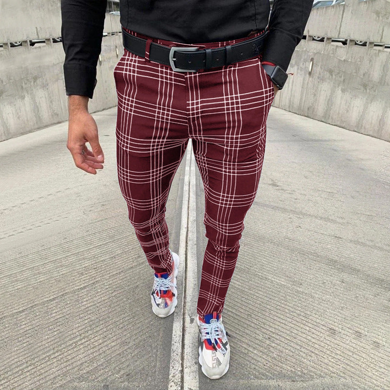 Checked striped casual trousers fashion chinos