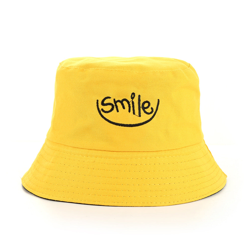 Embroidered Smiley Contrast Reversible Bucket Hat