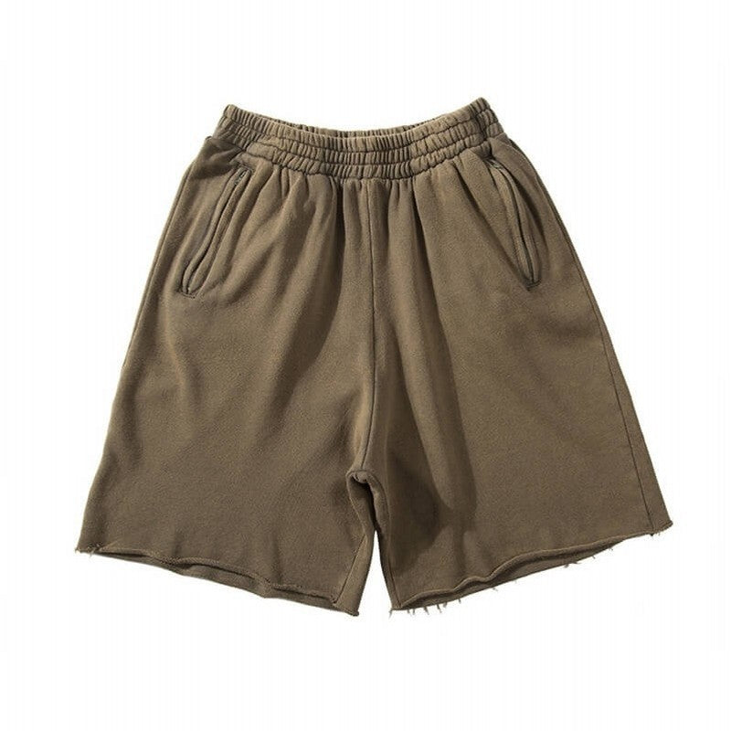 Kanye Style Vintage Streetwear Men's Cotton Shorts 400g