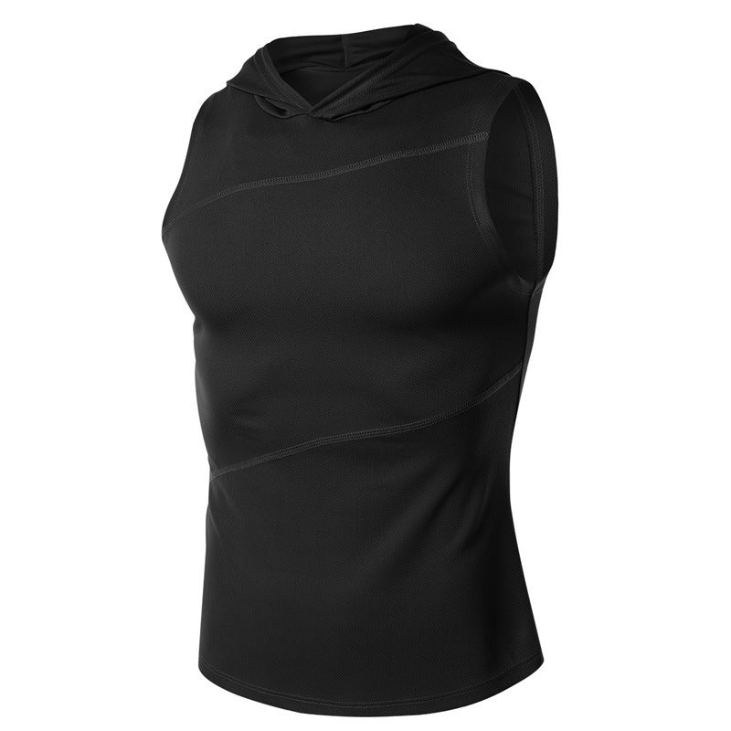 Hooded sleeveless sports fitness vest