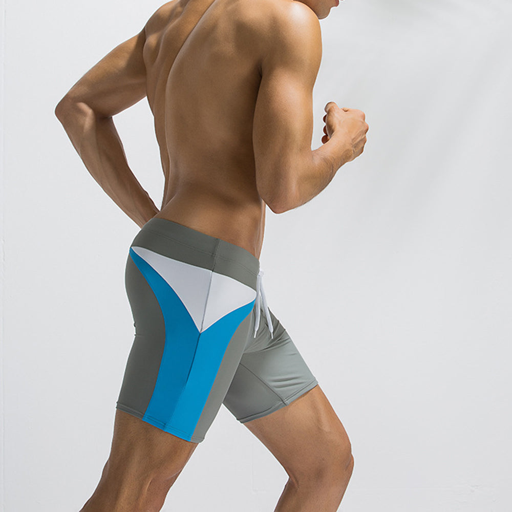 Men's Summer Colorblock Drawstring Swim Trunks