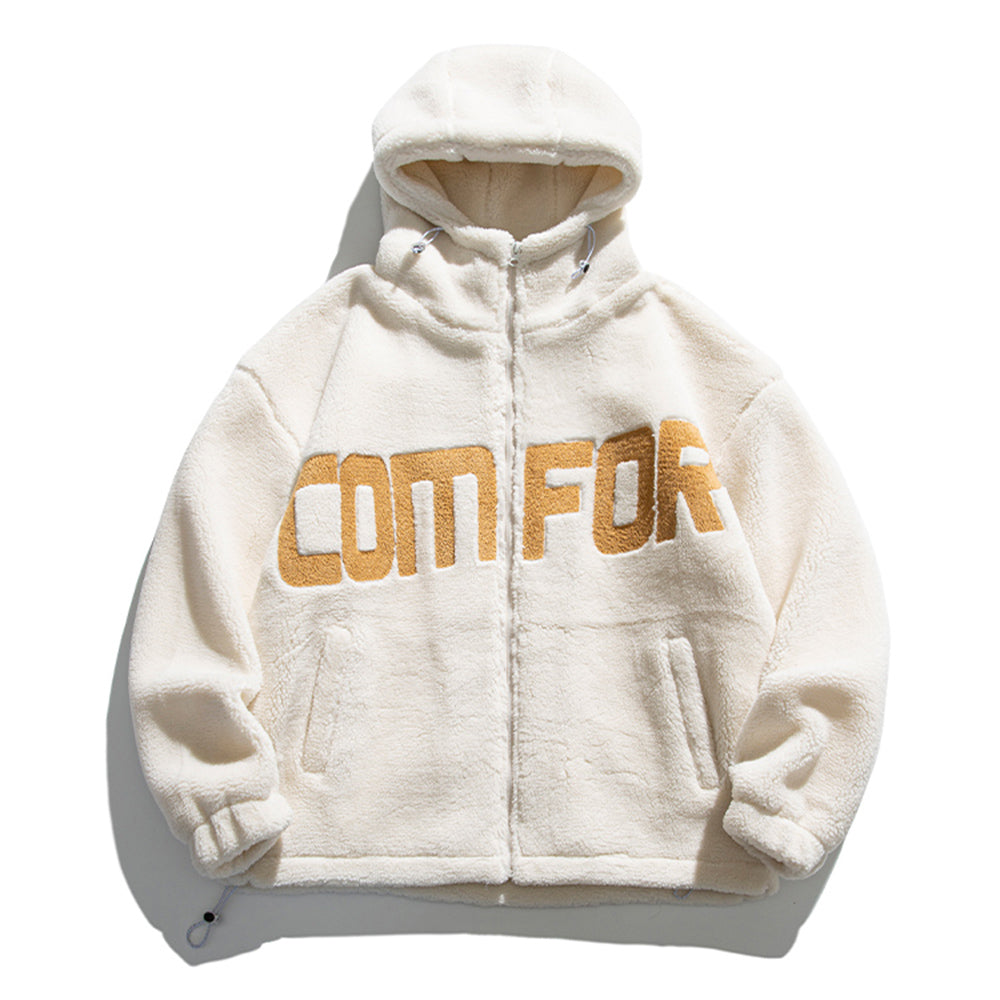 Men's Streetwear Zipper Up Hoode Sherpa Jackets