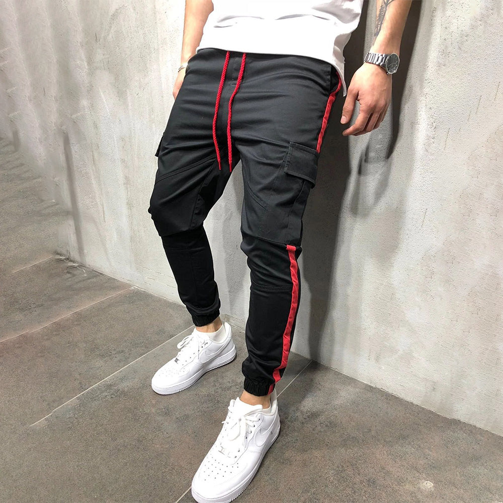 Sports Personality Casual Stitching Multi-pocket Overalls Trousers