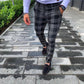 Checked striped casual trousers fashion chinos