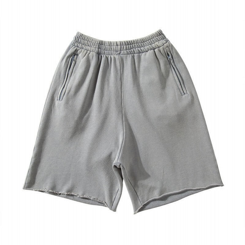 Kanye Style Vintage Streetwear Men's Cotton Shorts 400g