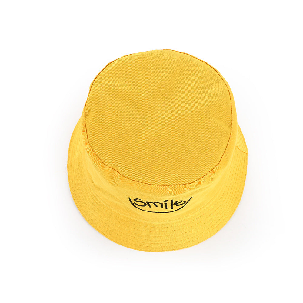 Embroidered Smiley Contrast Reversible Bucket Hat